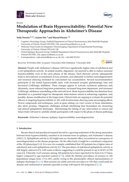 Modulation of Brain Hyperexcitability: Potential New Therapeutic Approaches in Alzheimer’S Disease