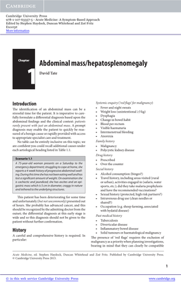 Abdominal Mass/Hepatosplenomegaly 1 D a V I D T a T E