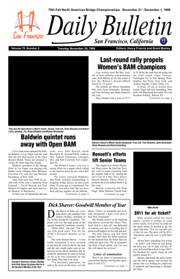 Baldwin Quintet Runs Away with Open BAM Last-Round Rally Propels