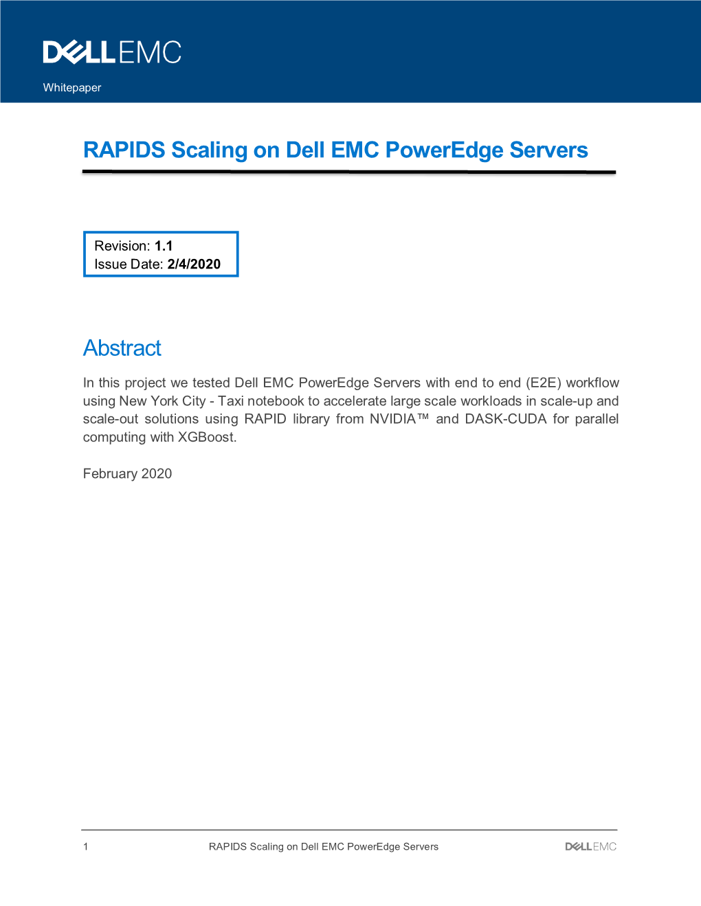 RAPIDS Scaling on Dell EMC Poweredge Servers