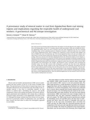 A Provenance Study of Mineral Matter in Coal from Appalachian