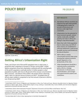 Getting Africa's Urbanization Right