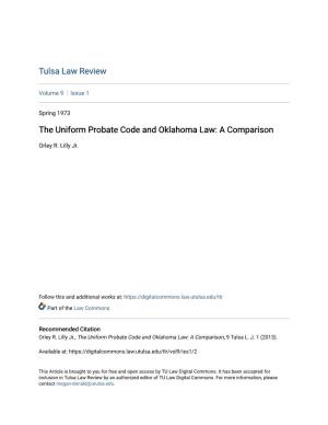 The Uniform Probate Code and Oklahoma Law: a Comparison