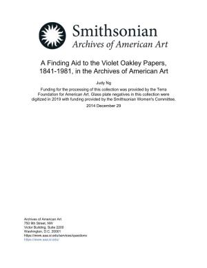 A Finding Aid to the Violet Oakley Papers, 1841-1981, in the Archives of American Art
