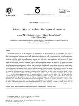 Seismic Design and Analysis of Underground Structures