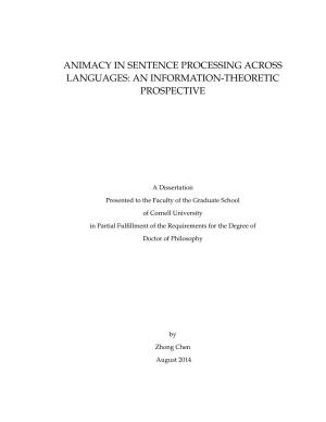 Animacy in Sentence Processing Across Languages: an Information-Theoretic Prospective