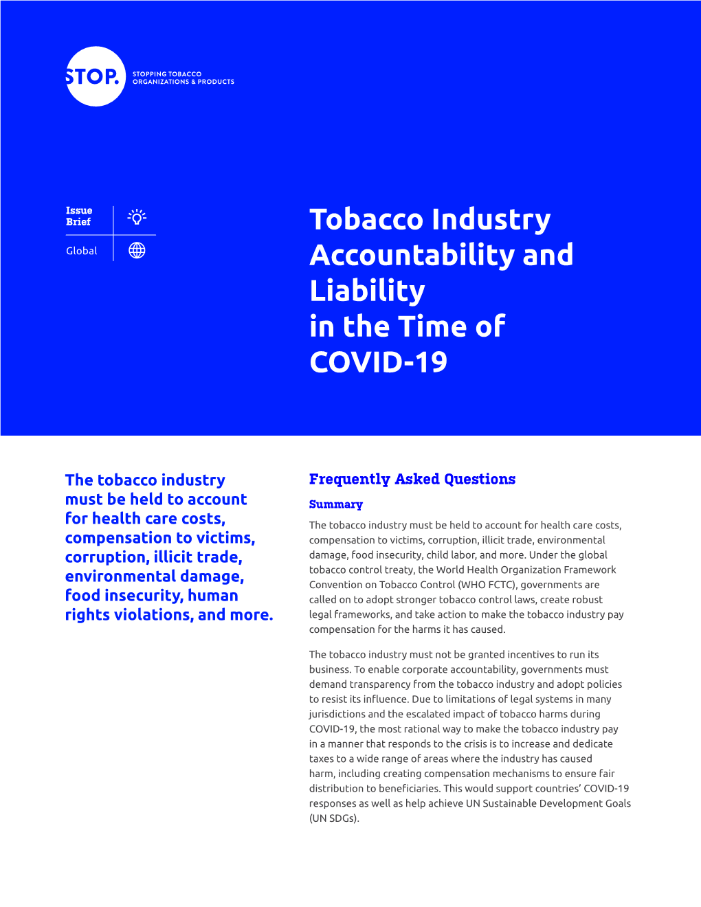 Tobacco Industry Accountability and Liability in the Time of COVID-19