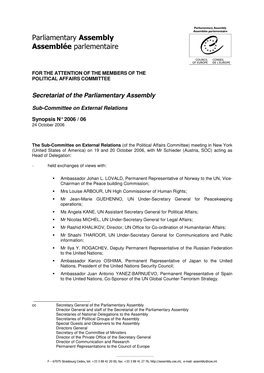 Parliamentary Assembly Assemblée Parlementaire