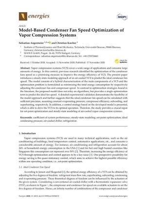 Model-Based Condenser Fan Speed Optimization of Vapor Compression Systems