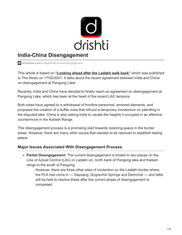 India-China Disengagement