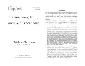 Expressivism, Truth, Ingly Similar, Whereas in Their Sophisticated Forms They Are Strikingly Dissimilar
