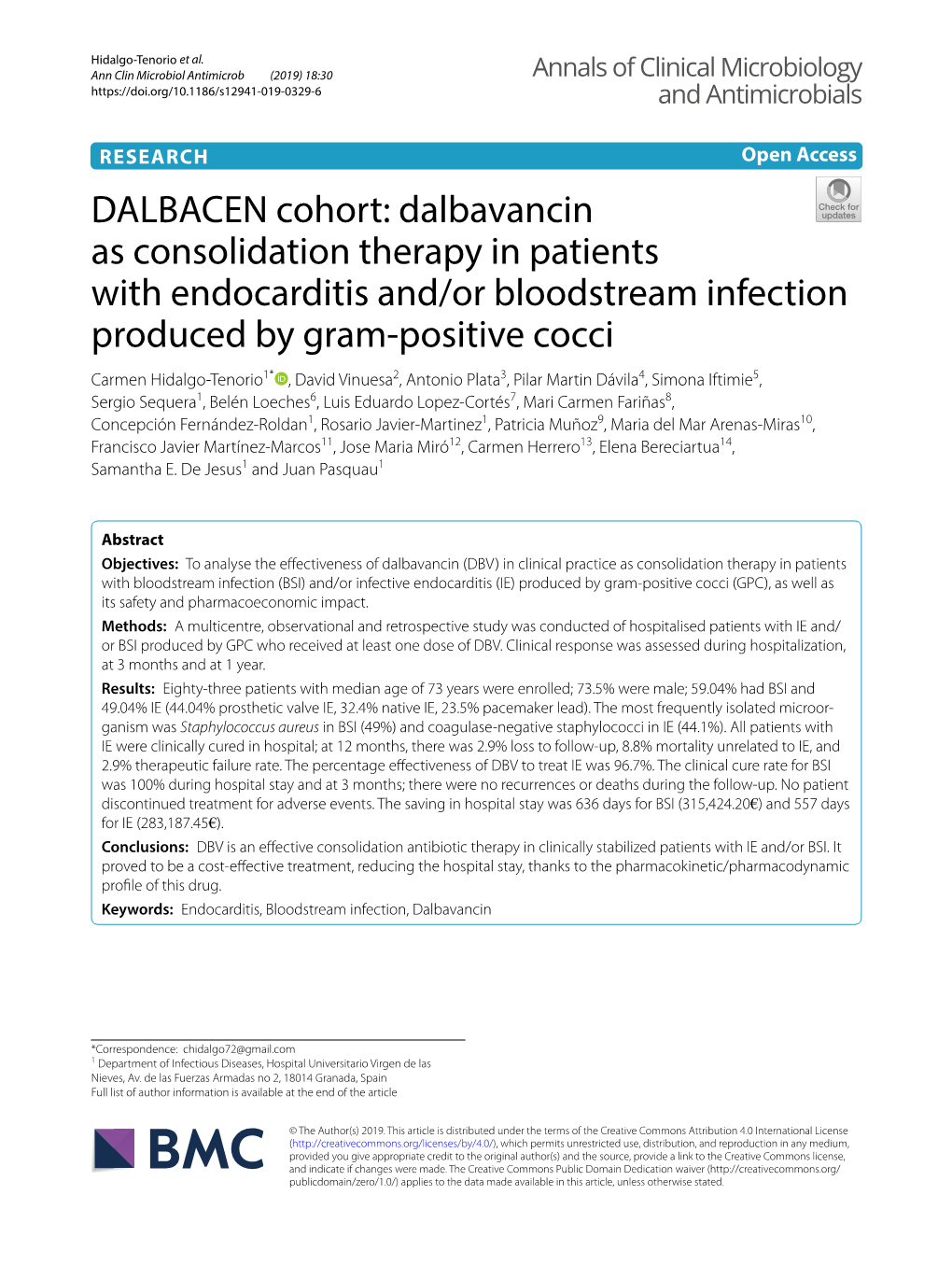 Dalbavancin As Consolidation Therapy in Patients with Endocarditis And/Or Bloodstream Infection Produced By