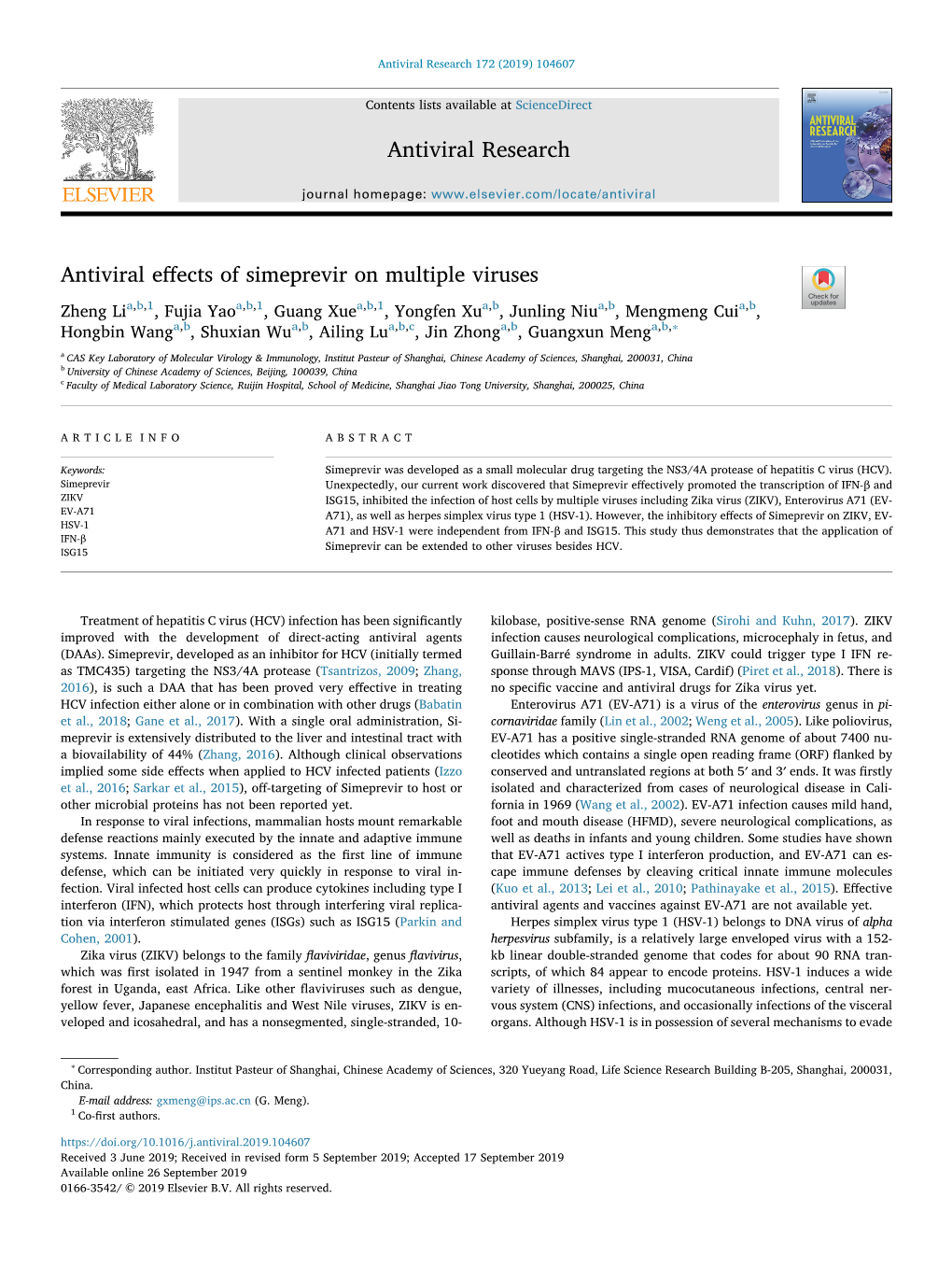 Antiviral Effects of Simeprevir on Multiple Viruses