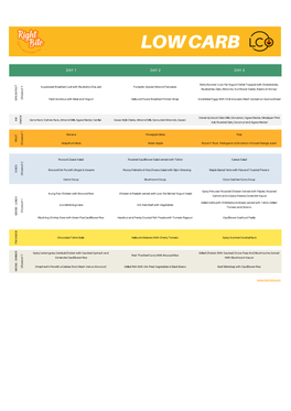 Low Carb Menu Preview