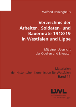 Verzeichnis Der Arbeiter-, Soldaten- Und Bauernräte 1918/19 in Westfalen Und Lippe