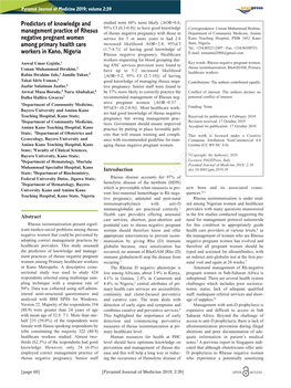 Predictors of Knowledge and Management Practice of Rhesus