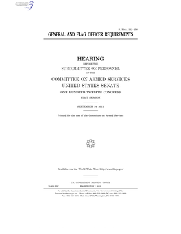 General and Flag Officer Requirements Hearing