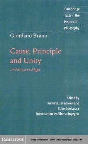 GIORDANO BRUNO Cause, Principle and Unity CAMBRIDGE TEXTS in the HISTORY of PHILOSOPHY