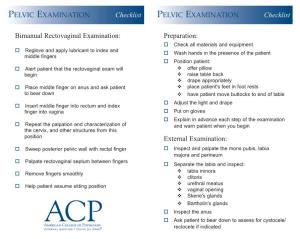 PELVIC EXAMINATION Checklist PELVIC EXAMINATION Checklist