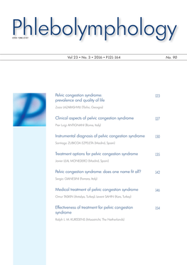 Pelvic Congestion Syndrome: 12 3 Prevalence and Quality of Life