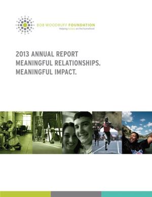 2013 Annual Report Meaningful Relationships