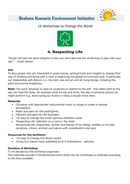 Respecting Life Workshop