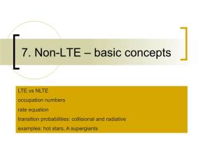 7. Non-LTE – Basic Concepts