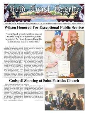 Wilson Honored for Exceptional Public Service