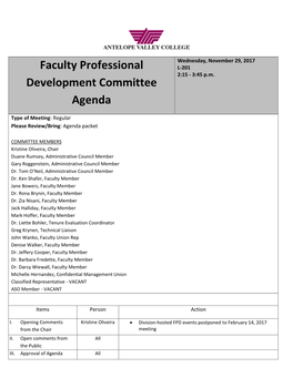 Faculty Professional Development Committee Meeting