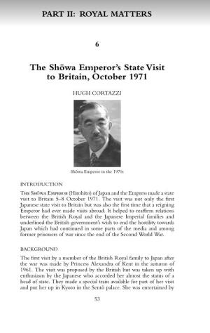 The Sho¯Wa Emperor's State Visit to Britain, October 1971