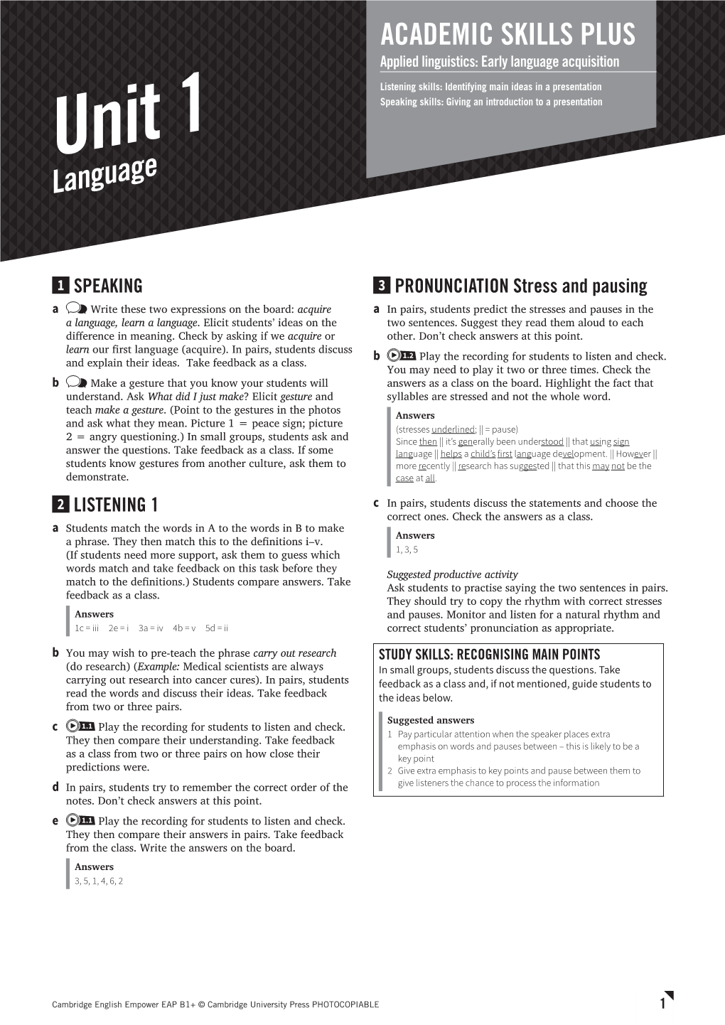 Unit 1 Speaking Skills: Giving an Introduction to a Presentation Language