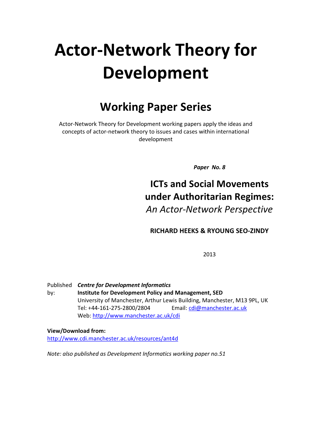 Actor‐Network Theory for Development