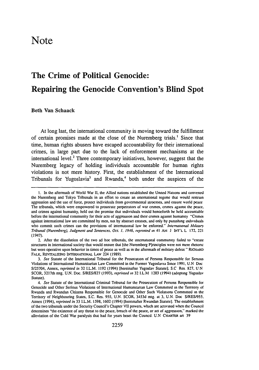 The Crime of Political Genocide: Repairing the Genocide Convention's Blind Spot