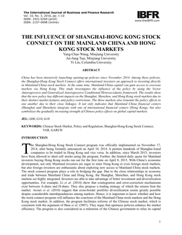 The Influence of Shanghai-Hong Kong Stock