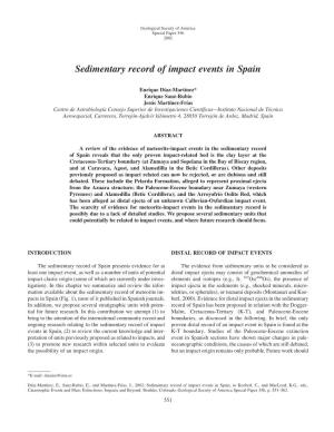 Sedimentary Record of Impact Events in Spain