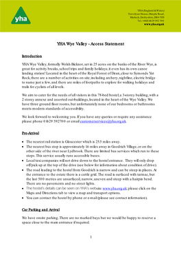 YHA Wye Valley - Access Statement