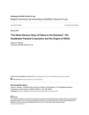 "The Most Glorious Story of Failure in the Business": the Studebaker-Packard Corporation and the Origins of ERISA