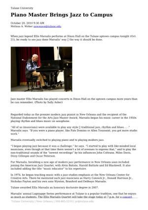 Piano Master Brings Jazz to Campus