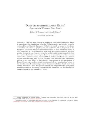 Does Anti-Americanism Exist? Experimental Evidence from France