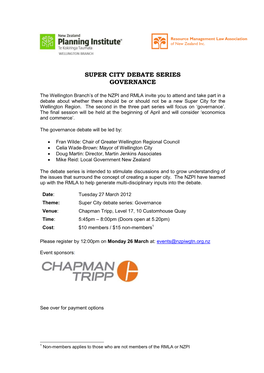 Super City Debate Series Governance