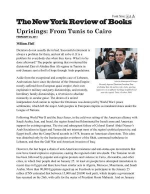 Uprisings: from Tunis to Cairo by William Pfaff