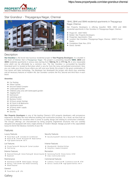 Star Grandeur - Theyagaraya Nagar, Chennai 1BHK, 2BHK and 3BHK Residential Apartments in Theyagaraya Nagar, Chennai