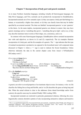 Chapter 7: Incorporation of Body Part and Generic Nominals