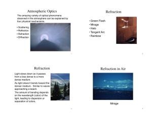 Atmospheric Optics Refraction Refraction Refraction In