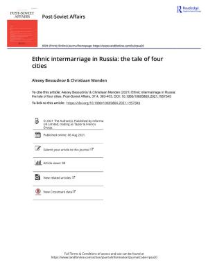 Ethnic Intermarriage in Russia: the Tale of Four Cities