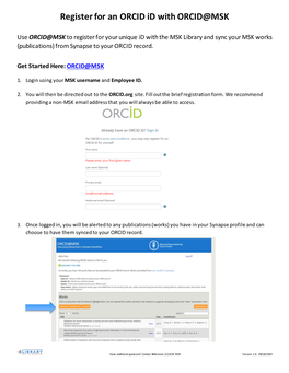 Register for an ORCID Id with ORCID@MSK