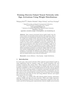 Training Discrete-Valued Neural Networks with Sign Activations Using Weight Distributions