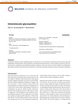 Intramolecular Glycosylation