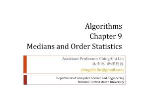 Algorithms Chapter 9 Medians and Order Statistics