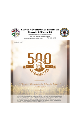 Calvary Evangelical Lutheran Church of Dover PA Building on 500 Years of Lutheran Heritage